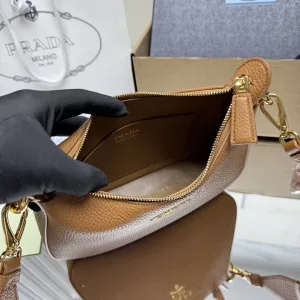 Prada Triangle Shoulder Bag Small Caramel Gold Hardware