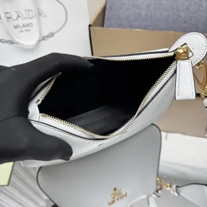 Prada Triangle Shoulder Bag Small White Gold Hardware