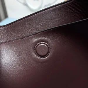 Prada Triangle Tote Medium Burgundy Gold Hardware