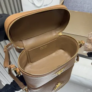 Prada Vanity Case Small Caramel Gold Hardware
