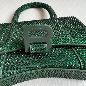 Balenciaga Hourglass Top Handle Mini Green Crystal 19cm