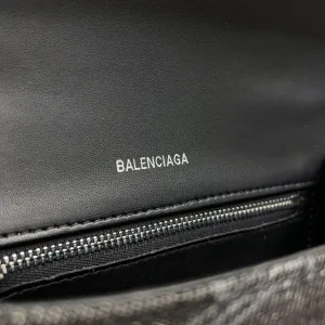 Balenciaga Hourglass Top Handle Small Black Monogram 23cm