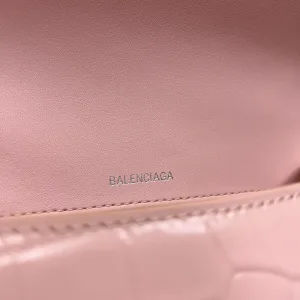 Balenciaga Hourglass Top Handle Small Pink Croc 23cm