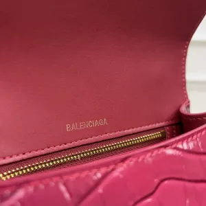 Balenciaga Hourglass Top Handle Small Red Croc 23cm