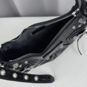 Balenciaga Le Cagole Shoulder Medium Black Studded Silver Hardware 30cm