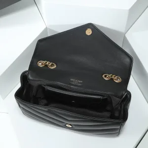 Saint Laurent LouLou Shoulder Bag Medium Black Gold Hardware Exact Size Unknown 083
