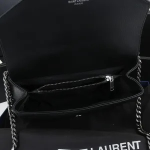 Saint Laurent LouLou Shoulder Bag Medium Black Silver Hardware Exact Size Unknown 042