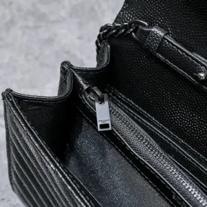 Saint Laurent LouLou Shoulder Bag Medium Black Silver Hardware Exact Size Unknown 065
