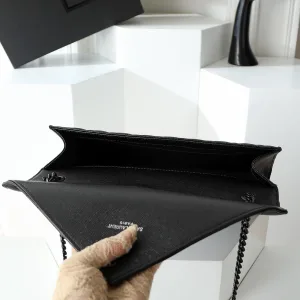 Saint Laurent LouLou Shoulder Bag Medium Black Silver Hardware Exact Size Unknown 092