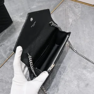 Saint Laurent LouLou Shoulder Bag Medium Gray Silver Hardware Exact Size Unknown 033