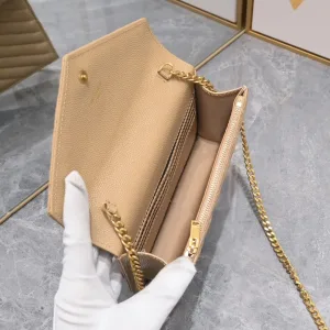 Saint Laurent LouLou Shoulder Bag Medium Tan Gold Hardware Exact Size Unknown 035