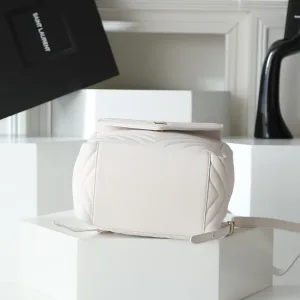 Saint Laurent Drawstring Shoulder Bag Medium White Black Hardware Exact Size Unknown 101