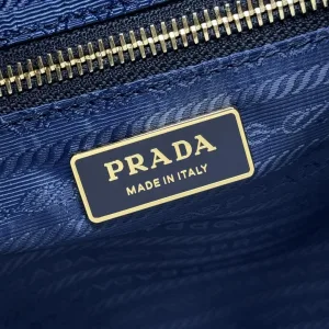 Prada Bucket Tote Medium Blue Gold Hardware