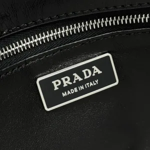 Prada Buckle Briefcase Medium Black Silver Hardware