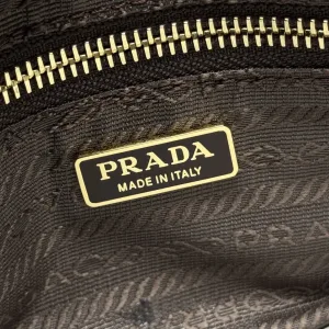 Prada Buckle Crossbody Medium Navy Brown Silver Hardware