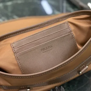 Prada Buckle Crossbody Small Brown Silver Hardware