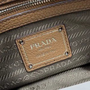 Prada Buckle Satchel Medium Caramel Silver Hardware