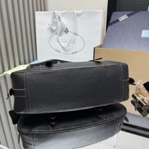 Prada Buckle Shoulder Bag Medium Black Silver Hardware
