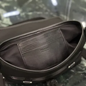 Prada Buckle Shoulder Bag Small Black Silver Hardware