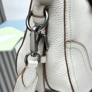 Prada Buckle Top Handle Medium White Silver Hardware