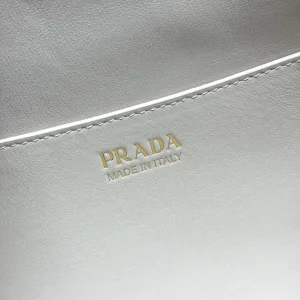Prada Chain Shoulder Bag Small White Gold Hardware