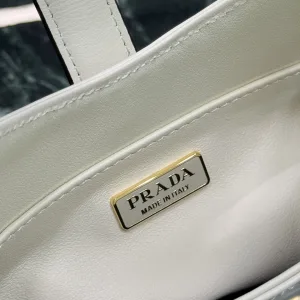 Prada Cleo Hobo Small White Gold Hardware
