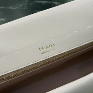 Prada Cleo Shoulder Bag Small White Silver Hardware