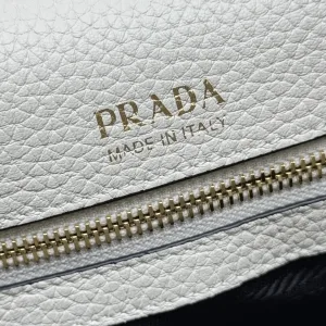 Prada Flap Crossbody Small White Gold Hardware