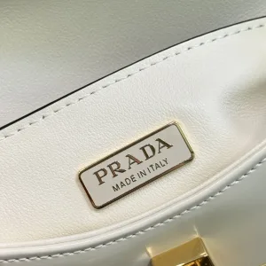 Prada Flap Shoulder Bag Small White Gold Hardware