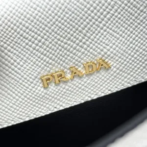 Prada Galleria Top Handle Small White Silver Hardware