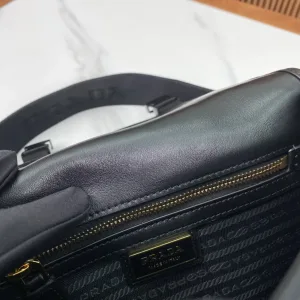 Prada Geometric Backpack Medium Black Beige Silver Hardware