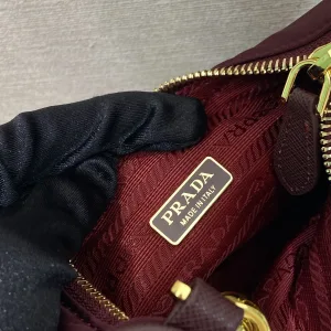 Prada Hobo Bag Small Burgundy Gold Hardware