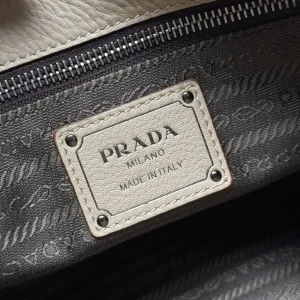 Prada Hobo Shoulder Bag Medium Beige Gold Hardware