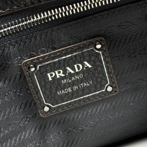 Prada Hobo Shoulder Bag Medium Black Silver Hardware