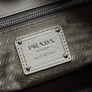 Prada Hobo Shoulder Bag Medium Gray Silver Hardware