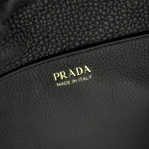 Prada Leather Backpack Medium Black Silver Hardware