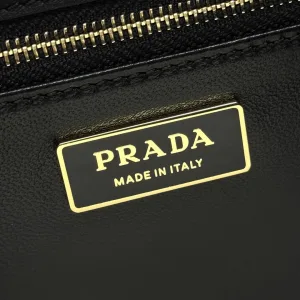 Prada Leather Briefcase Medium Black Gold Hardware