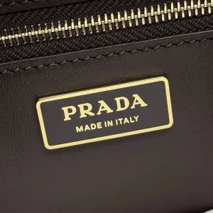 Prada Leather Briefcase Medium Dark Brown Gold Hardware
