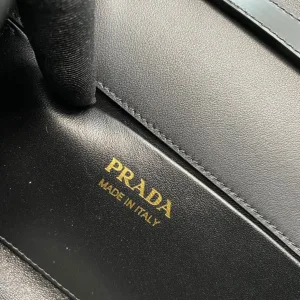 Prada Pyramid Chain Shoulder Bag Small Black Gold Hardware