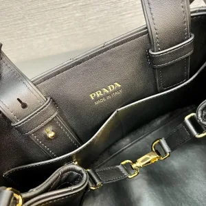 Prada Quilted Top Handle Medium Black Gold Hardware