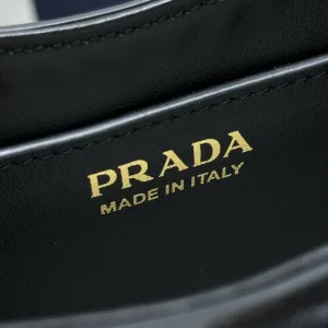 Prada Raffia Moon Bag Medium Natural Black Gold Hardware