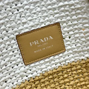 Prada Raffia Shopper Large Natural Gold Hardware