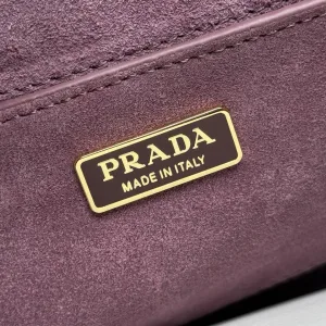 Prada ReNylon Buckle Shoulder Bag Large Burgundy Silver Hardware