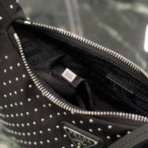 Prada ReNylon Tote Medium Black Silver Hardware