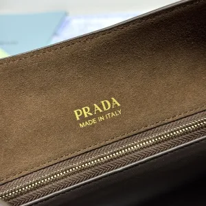 Prada Suede Hobo Medium Brown Gold Hardware