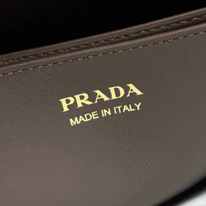 Prada Suede Tote Medium Brown Silver Hardware