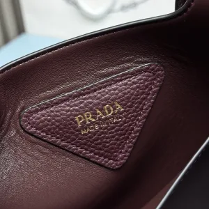 Prada Triangle Tote Medium Burgundy Gold Hardware