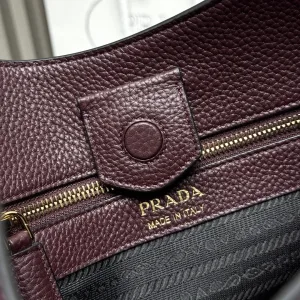 Prada Triangle Tote Medium Burgundy Silver Hardware