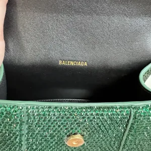 Balenciaga Hourglass Top Handle Mini Green Crystal 19cm