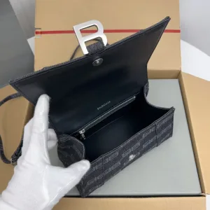 Balenciaga Hourglass Top Handle Small Black Monogram 23cm